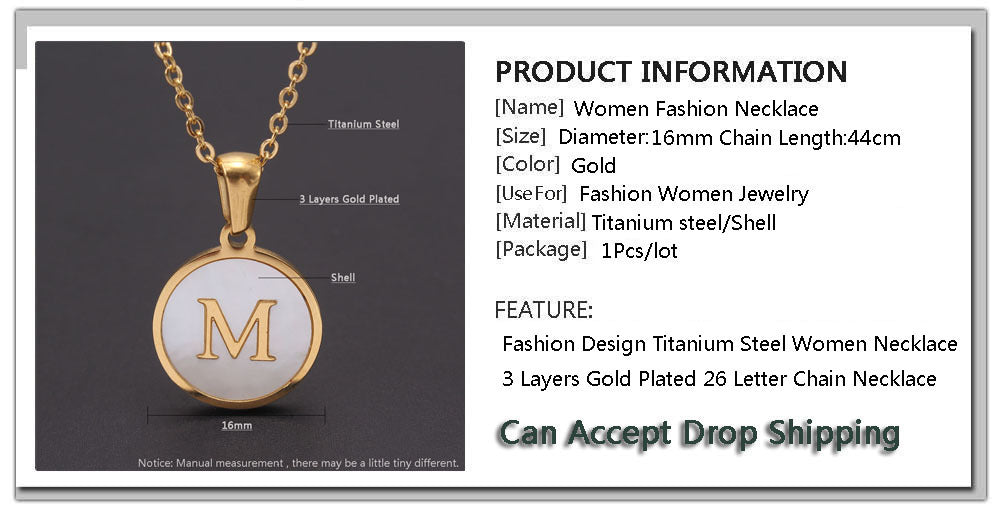 fashion letter stainless steel titanium steel chain pendant necklace 1 piece - CEJEW