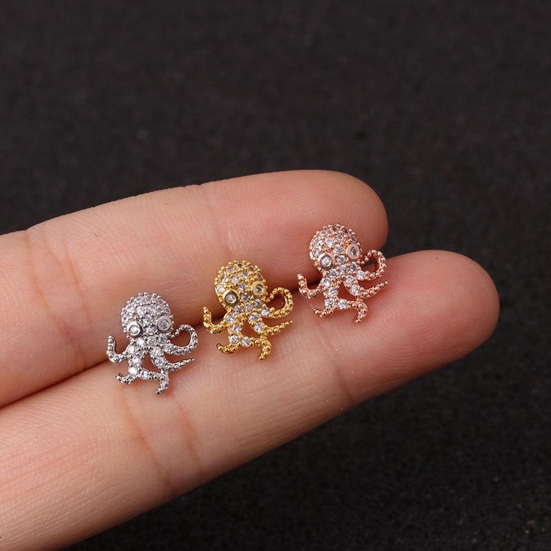 Ear Cartilage Rings & Studs Exaggerated Animal 316L Stainless Steel  Copper Zircon