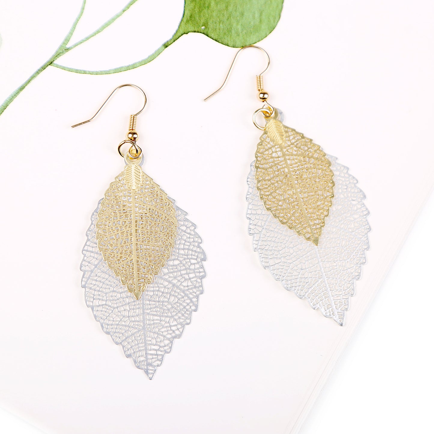 fashion leaf copper plating earrings 1 pair