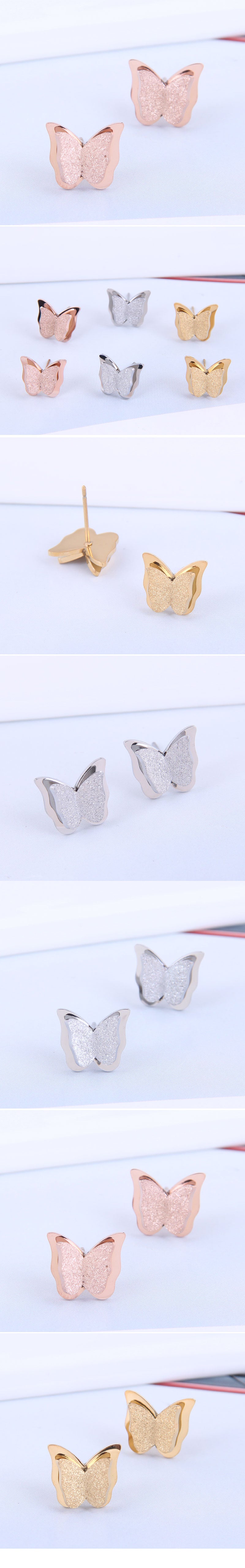 korean fashion butterfly titanium steel stud earrings