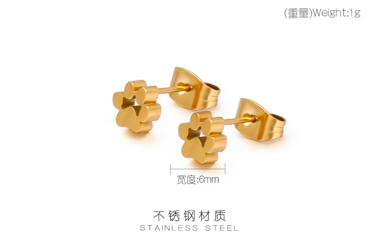 Fashion Heart Titanium Steel 18K Gold Plated Earrings Ear Studs