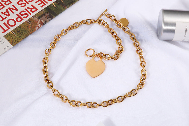 Titanium Steel 18K Gold Plated Fashion Plating Heart Necklace