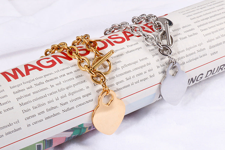 Titanium Steel 18K Gold Plated Fashion Plating Heart Necklace