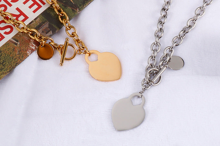 Titanium Steel 18K Gold Plated Fashion Plating Heart Necklace