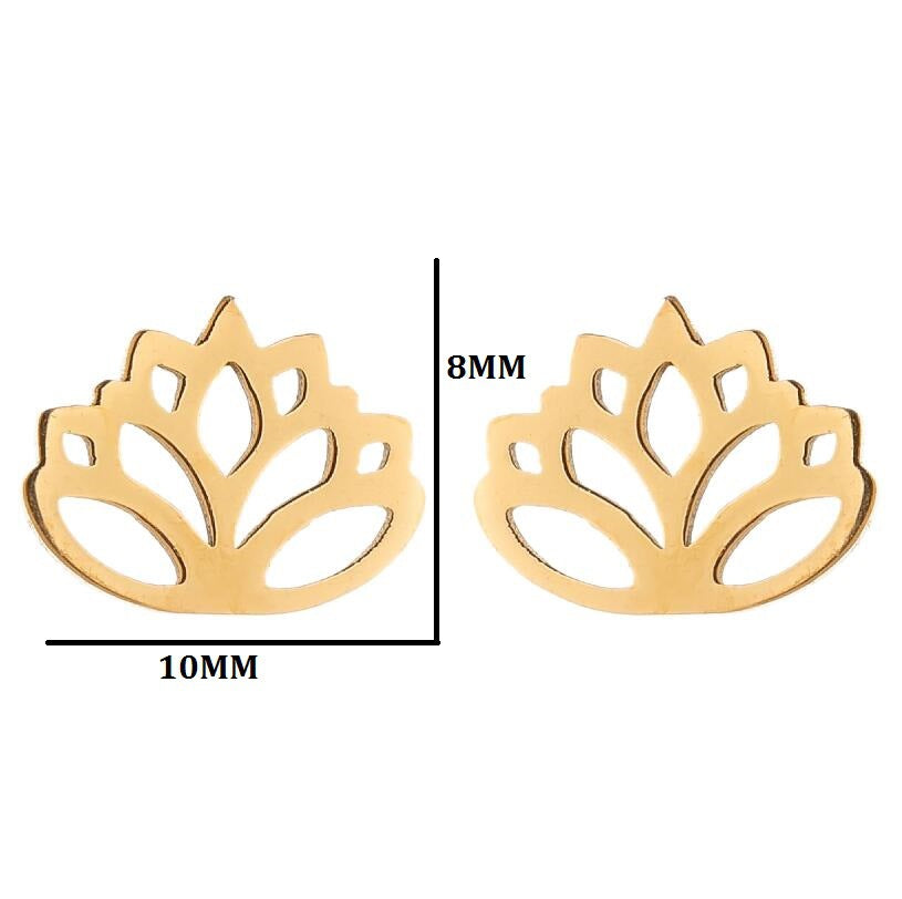 1 Paar einfache Ohrstecker in Herzform und Blumenform aus 304 Edelstahl, 18 Karat vergoldet 