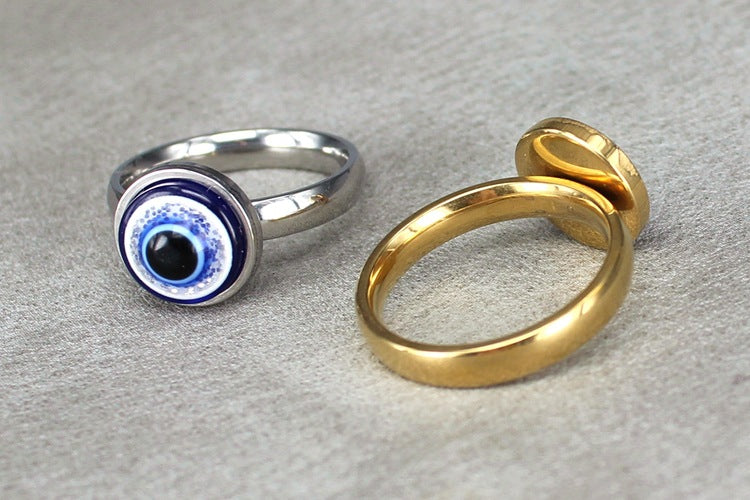 1 piece fashion devil's eye titanium steel plating rings