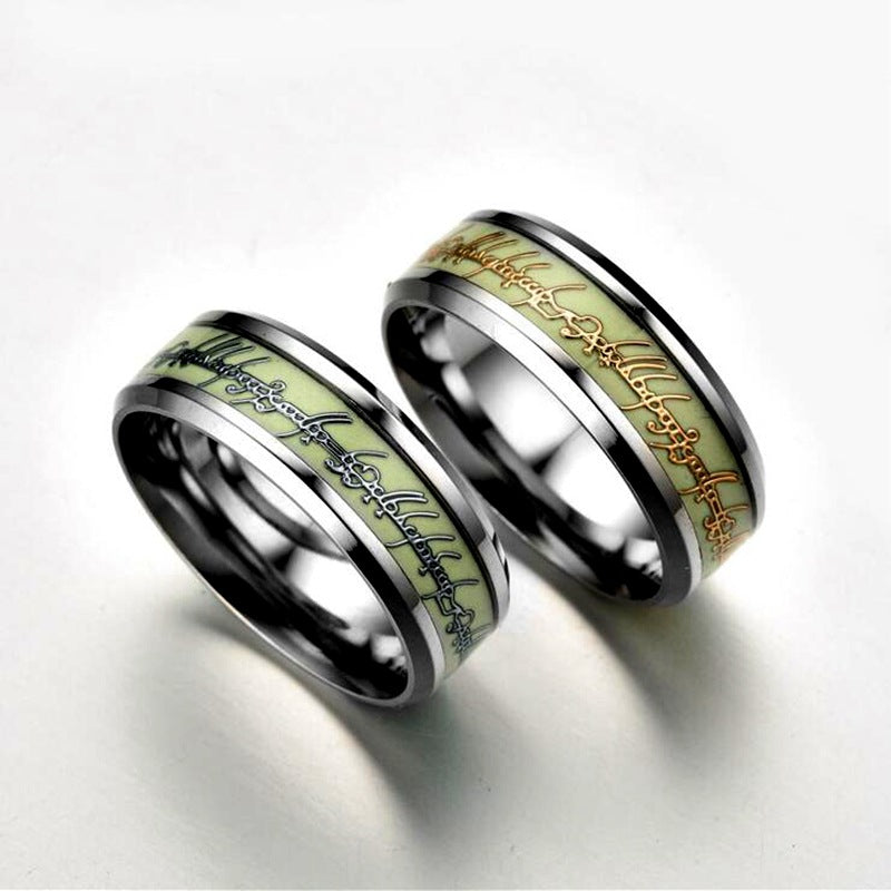 cross-border ornament stainless steel luminous ring fluorescent stall supply titanium steel magic ring the lord of the rings