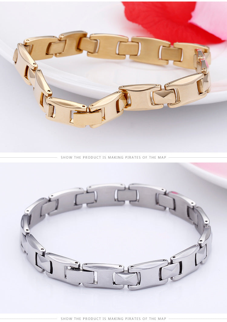 Fashion Geometric Titanium Steel 18K Gold Plated No Inlaid Bracelets In Bulk