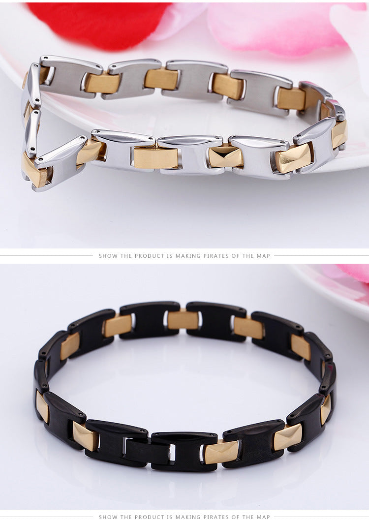 Fashion Geometric Titanium Steel 18K Gold Plated No Inlaid Bracelets In Bulk