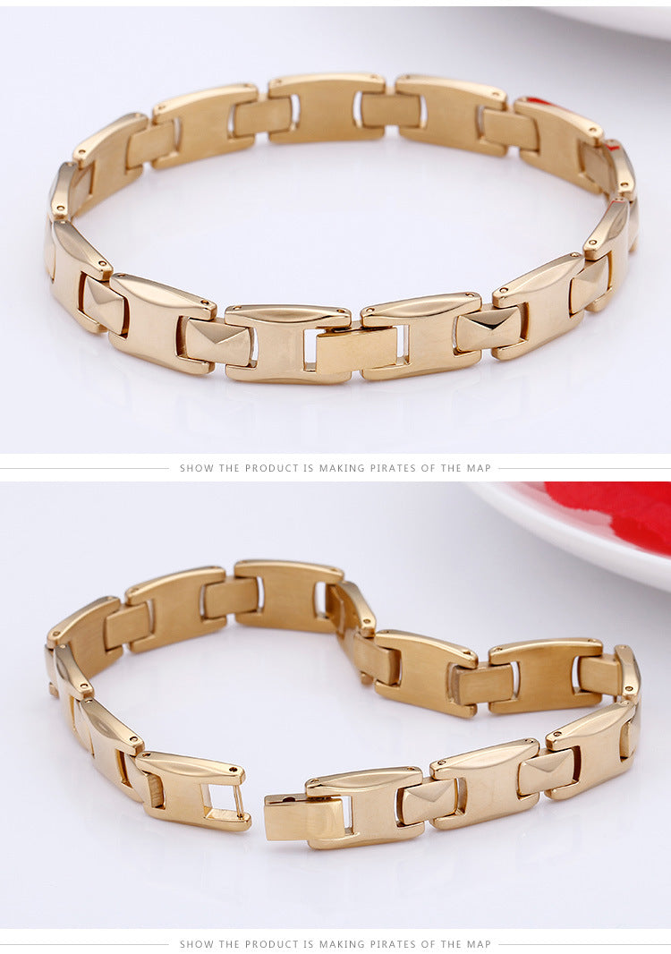 Fashion Geometric Titanium Steel 18K Gold Plated No Inlaid Bracelets In Bulk