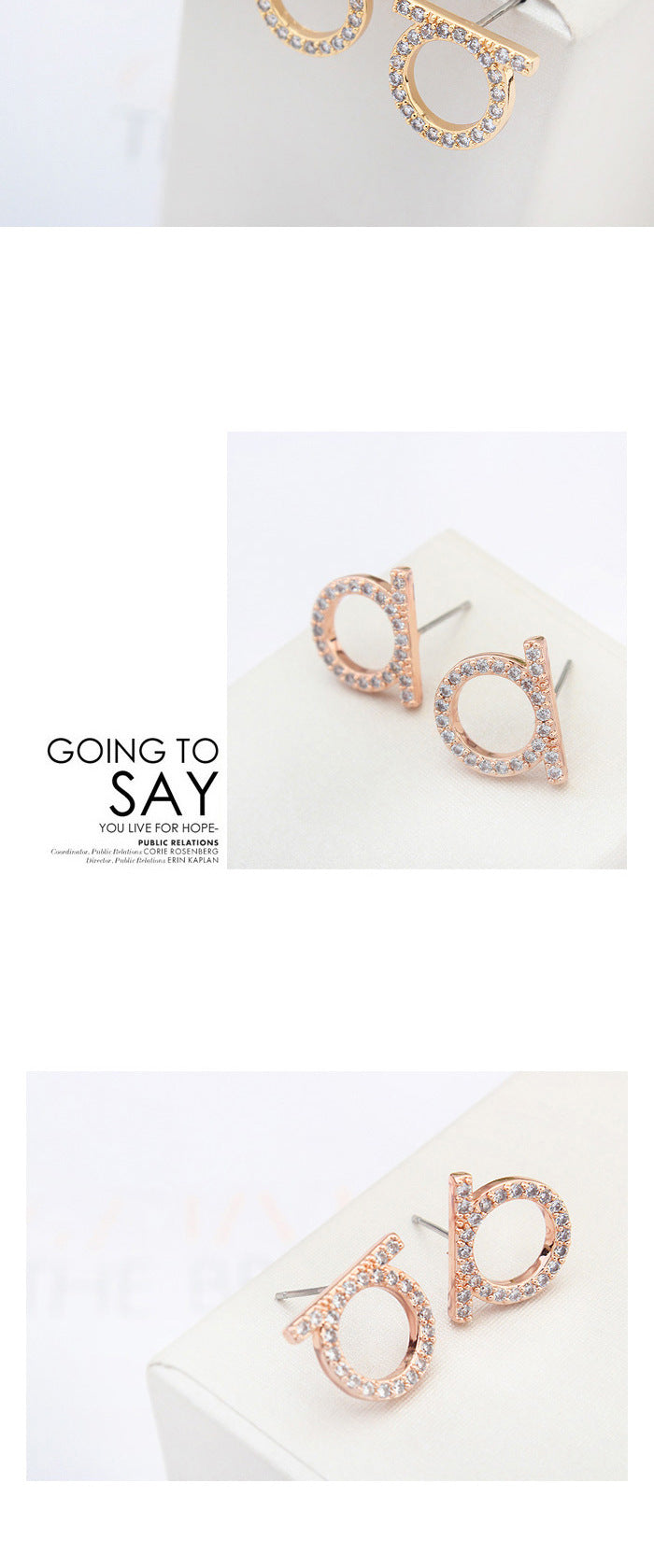 fashion solid color copper inlay zircon ear studs 1 pair