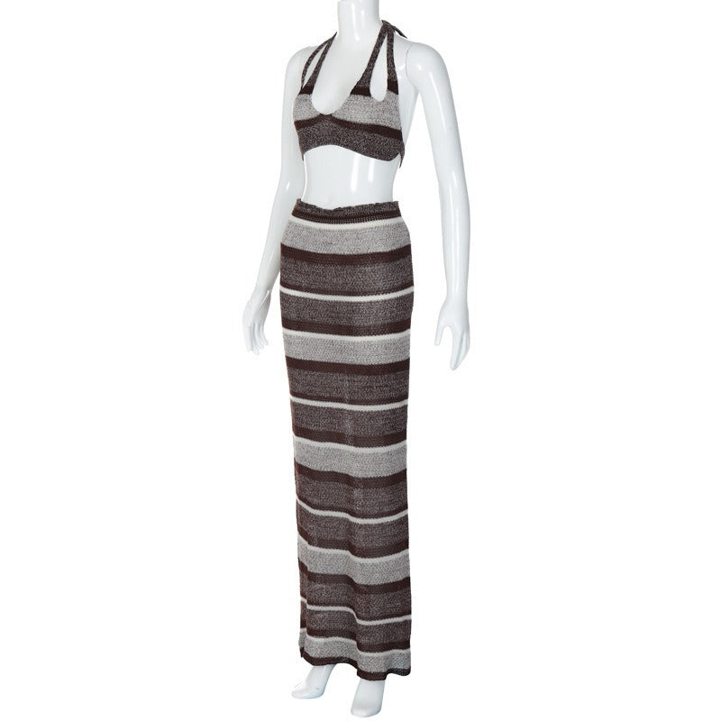 Holiday Women's Elegant Sexy Stripe Polyacrylonitrile Fiber Skirt Sets Skirt Sets