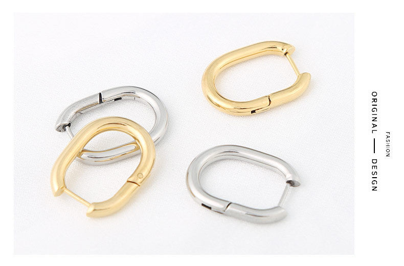 1 pair fashion u shape stainless steel plating earrings