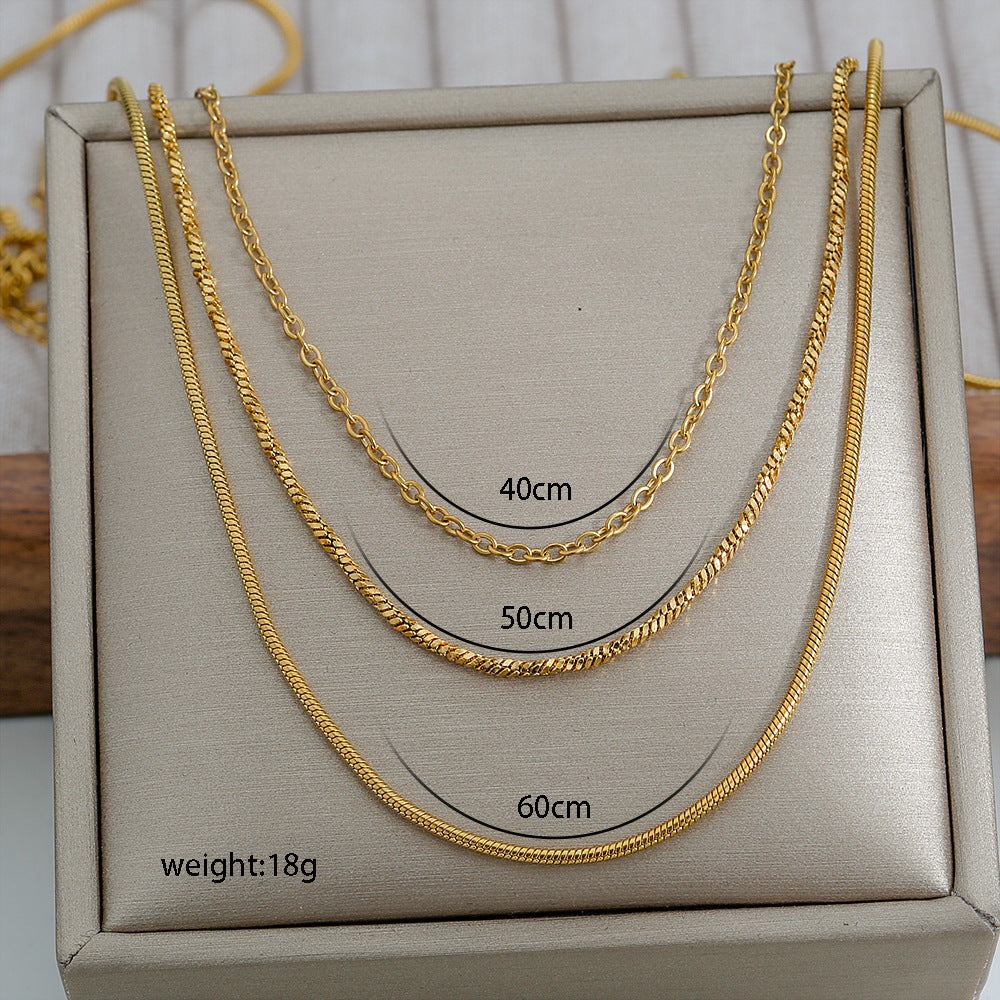 Jewelry Elegant Streetwear Geometric 304 Stainless Steel Plating Layered Necklaces