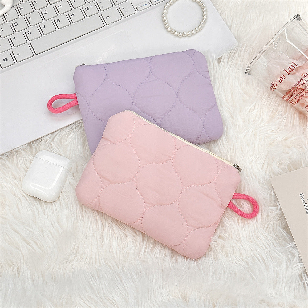 Streetwear Solid Color Polyester Square Makeup Bags