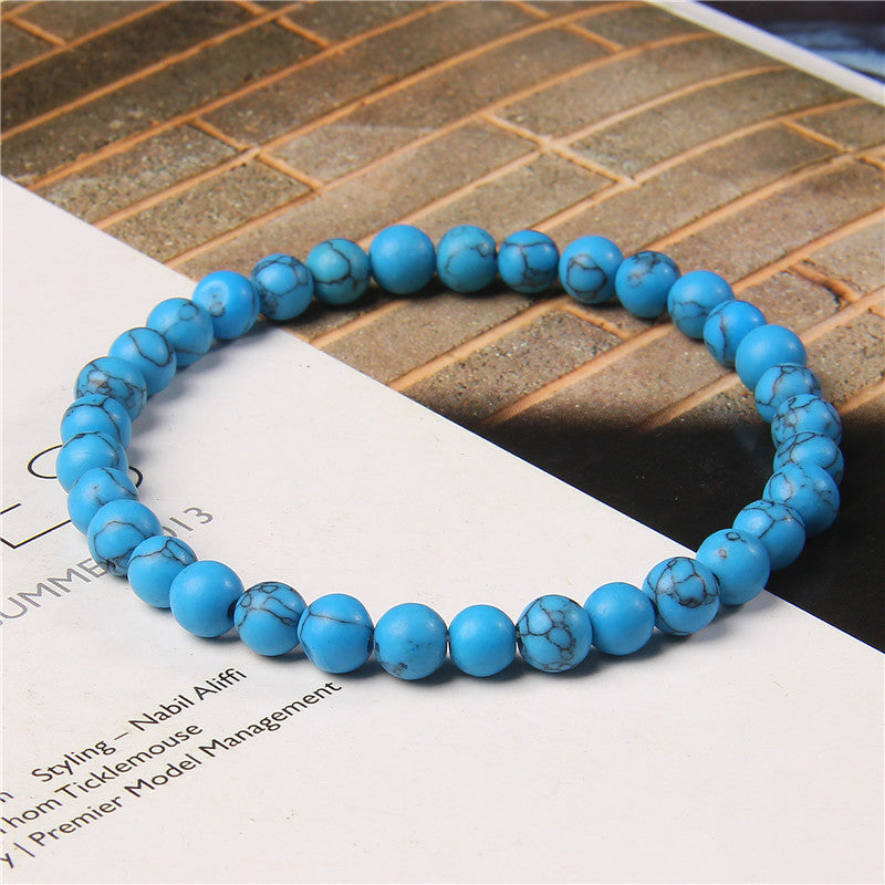 retro geometric color block natural stone bracelets 1 piece