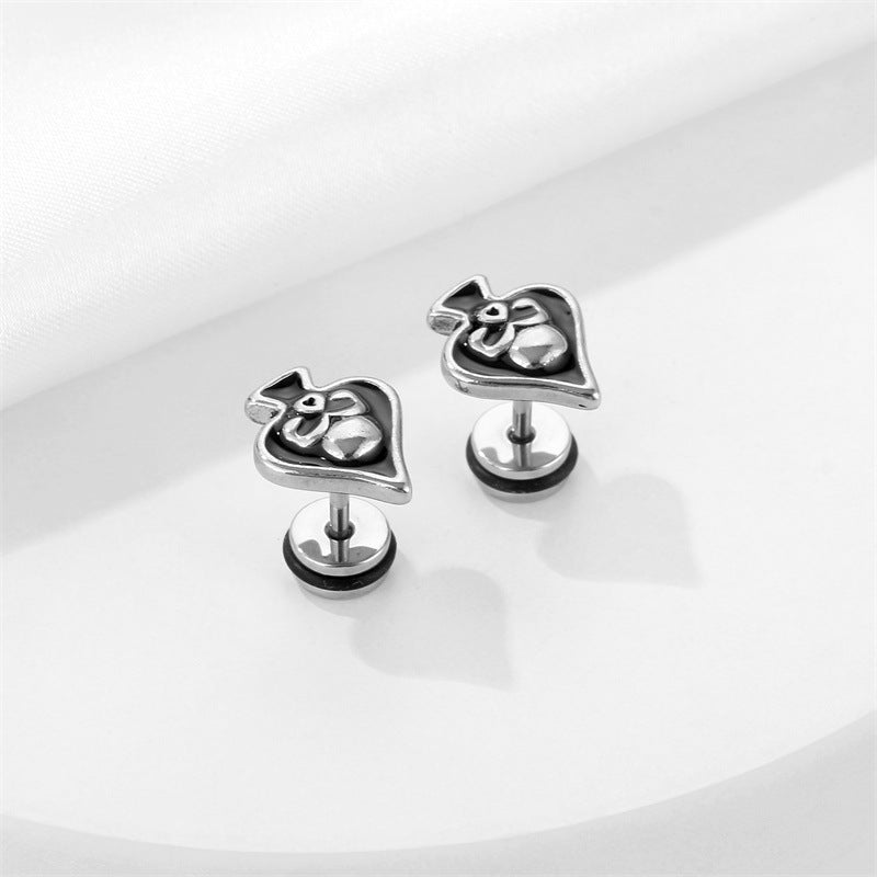 1 Piece Retro Ethnic Style Simple Style Skull Plating 316 Stainless Steel  Ear Studs - CEJEW