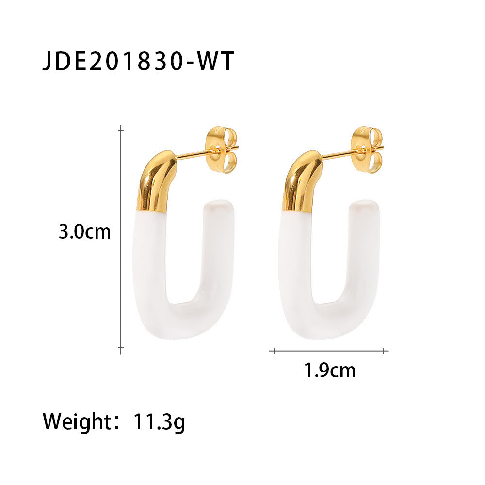 Fashion U Shape Plating 304 Stainless Steel Ear Studs - CEJEW