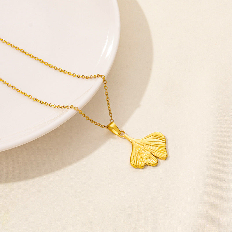 Jewelry Casual Simple Style Leaves 304 Stainless Steel 18K Gold Plated Pendant Necklace