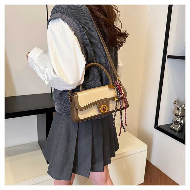 Women's Medium Pu Leather Solid Color Streetwear Square Lock clasp Crossbody Bag