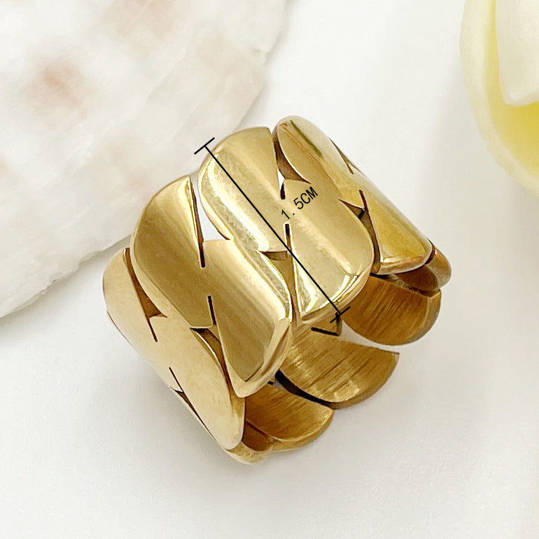 Jewelry Retro Geometric 304 Stainless Steel 14K Gold Plated Irregular Stainless Steel Rings