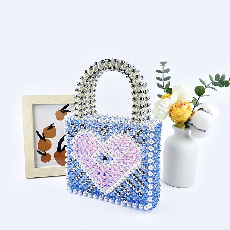 Women's Medium Arylic Heart Shape Elegant Streetwear Beading Square Open Square Bag