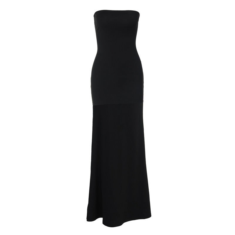 Women's Sheath Dress Elegant Sexy Strapless Backless Sleeveless Solid Color Asymmetrical Dress Holiday