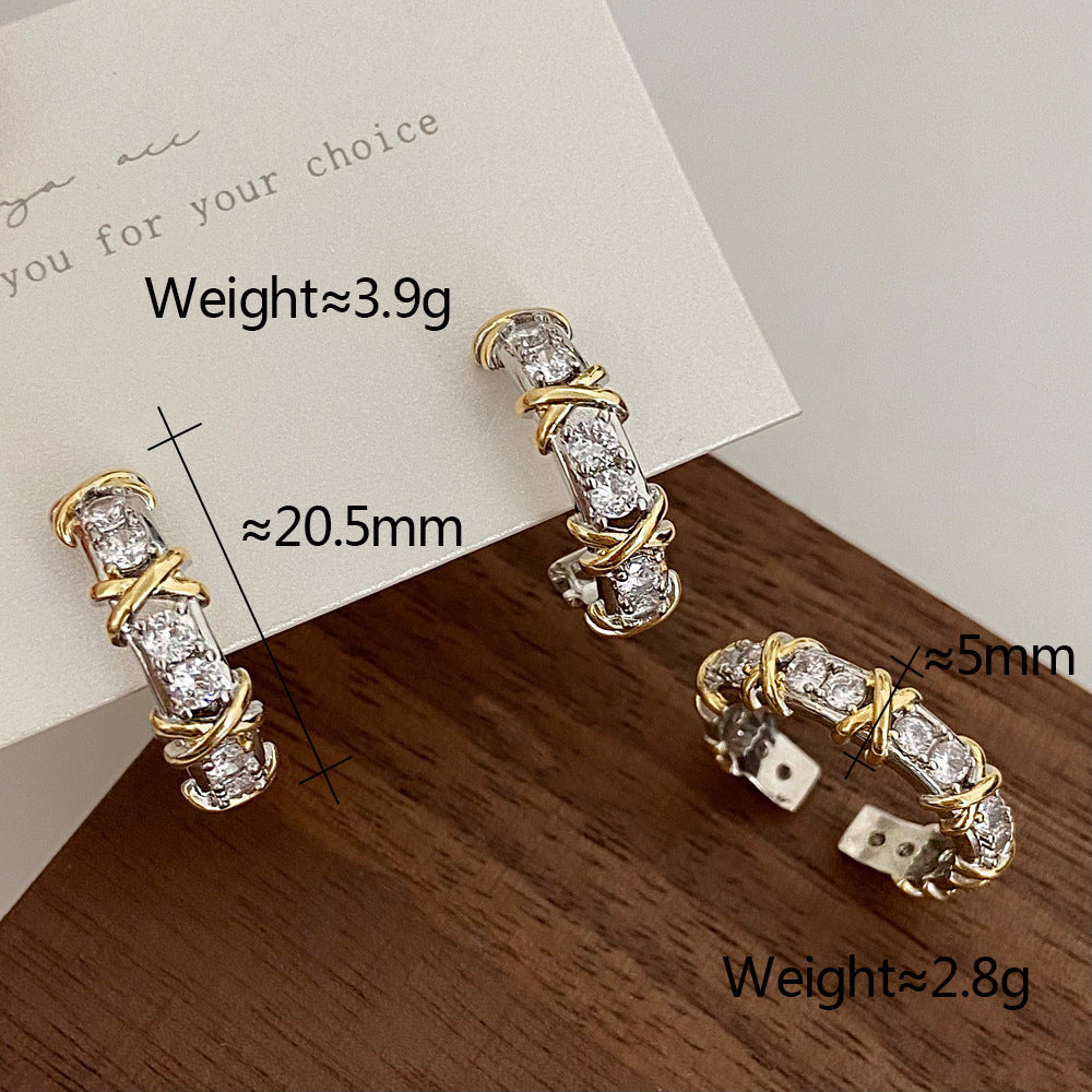 1 Pair Vacation Simple Style Solid Color Inlay Copper Zircon Earrings