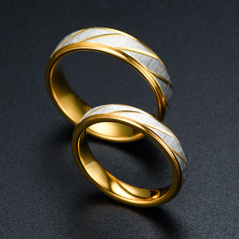 fashion golden slash stainless steel ring