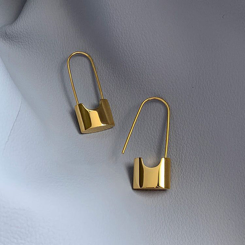 1 Pair Casual Simple Style Lock Plating Copper Earrings