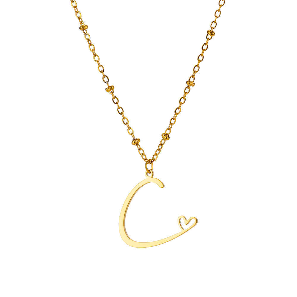 Jewelry IG Style Sweet Letter Heart Shape 304 Stainless Steel Plating Hollow Out Pendant Necklace