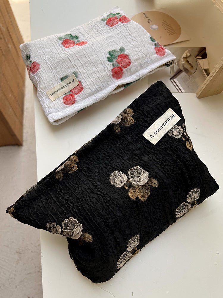 Elegant Streetwear Flower Polyester Square Makeup Bags