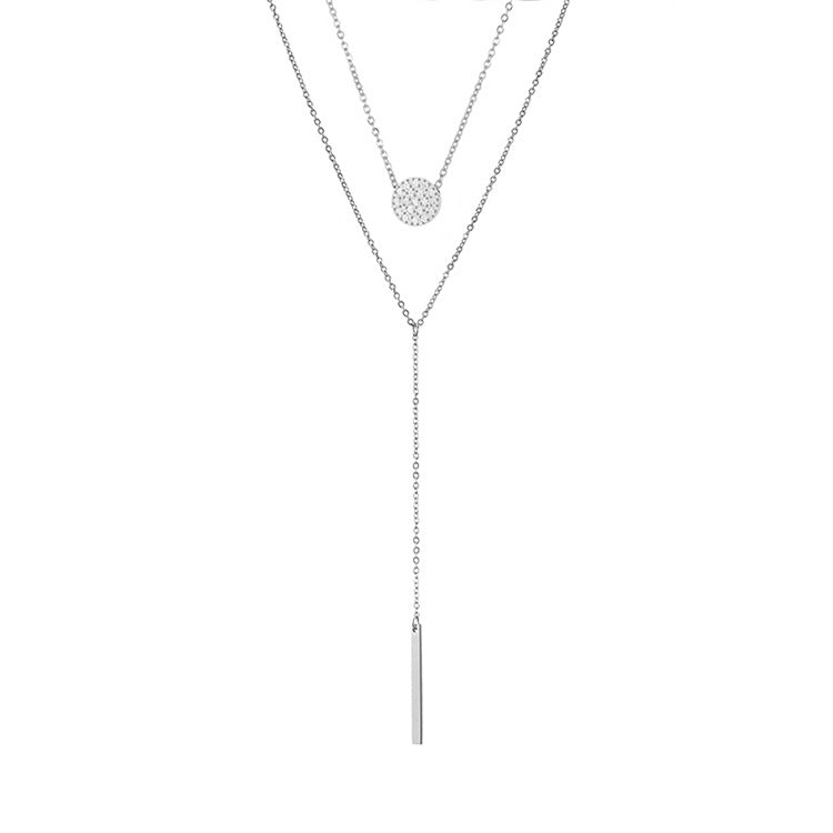 simple style geometric stainless steel pendant necklace