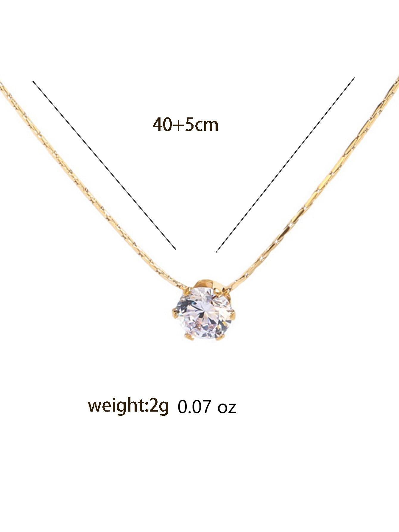 Jewelry Elegant Geometric Titanium Steel Zircon Pendant Necklace