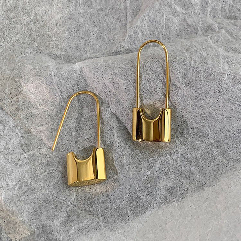 1 Pair Casual Simple Style Lock Plating Copper Earrings