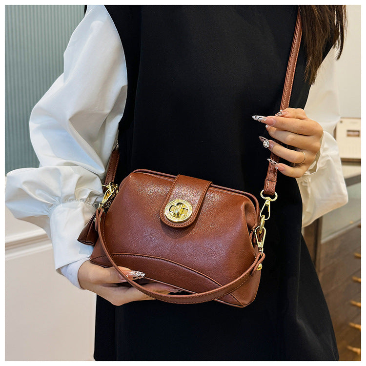 Women's Medium Pu Leather Solid Color Classic Style Streetwear Square Lock clasp Crossbody Bag