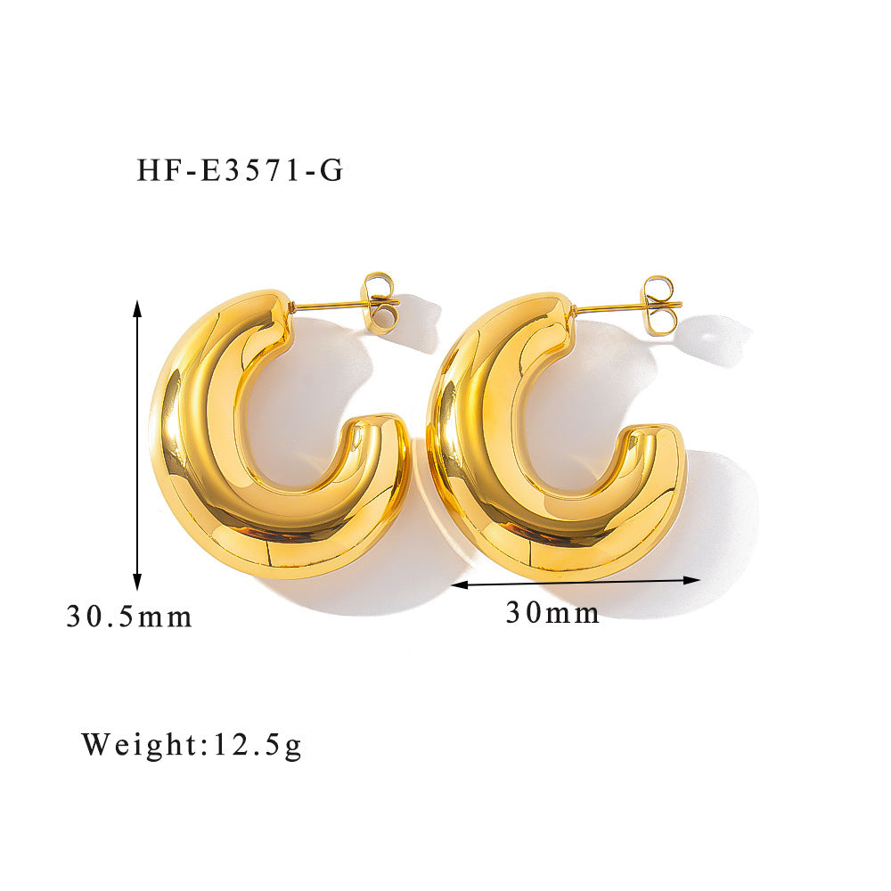 1 Pair Simple Style Classic Style U Shape Heart Shape Plating 316L Stainless Steel  Ear Studs