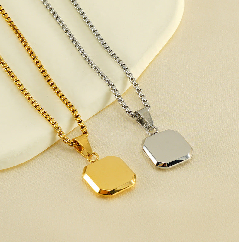 304 Stainless Steel Casual Simple Style Plating Geometric Natural Stone Pendant Necklace - CEJEW