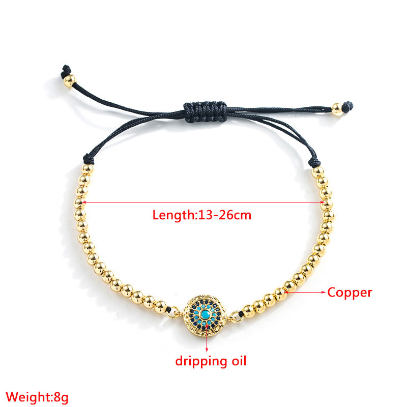 copper gold-plated micro inlaid zircon devil's eye adjustable bracelet