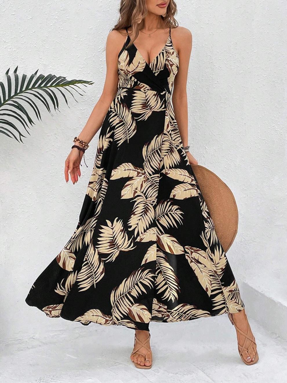 Women's Strap Dress Streetwear Strap Sleeveless Multicolor Maxi Long Dress Holiday