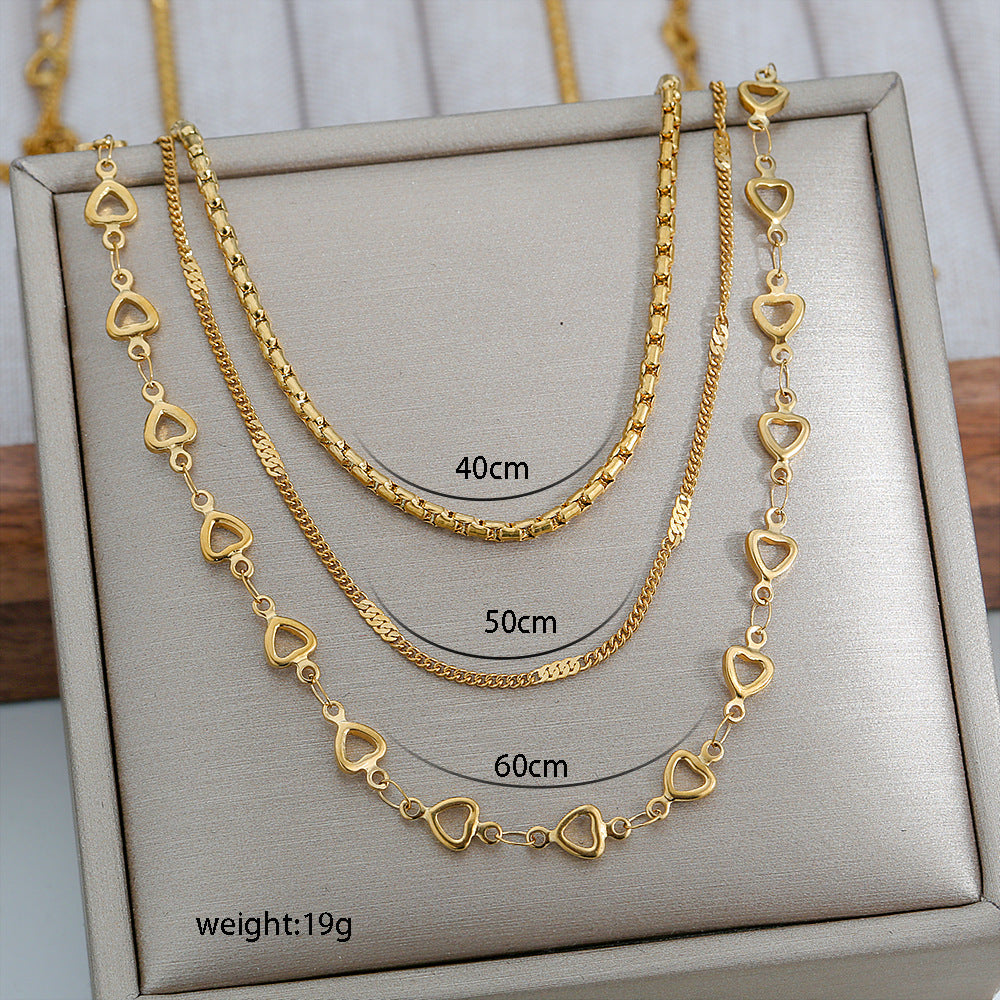 Jewelry Elegant Streetwear Geometric 304 Stainless Steel Plating Layered Necklaces