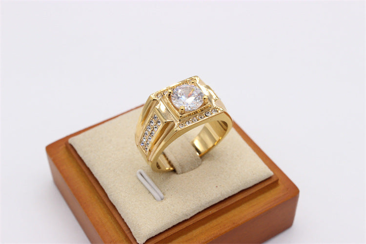 Jewelry Elegant Geometric 304 Stainless Steel Zircon 18K Gold Plated Rings