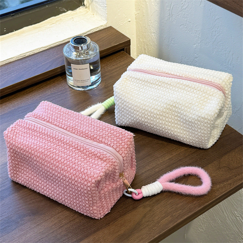 Elegant Streetwear Solid Color Polyester Plaid Square Makeup Bags