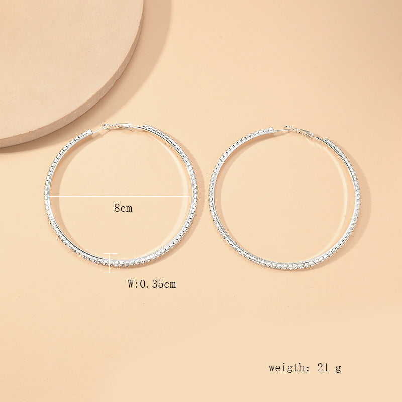 1 pair exaggerated simple style circle plating inlay copper rhinestones hoop earrings