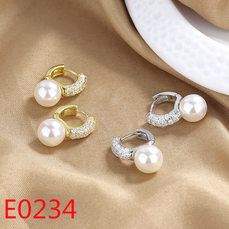 1 Pair Elegant Streetwear U Shape Round Inlay Copper Artificial Pearls Zircon Drop Earrings