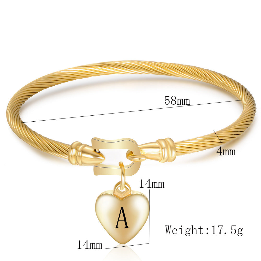 Simple Style Letter 304 Stainless Steel Bangle In Bulk