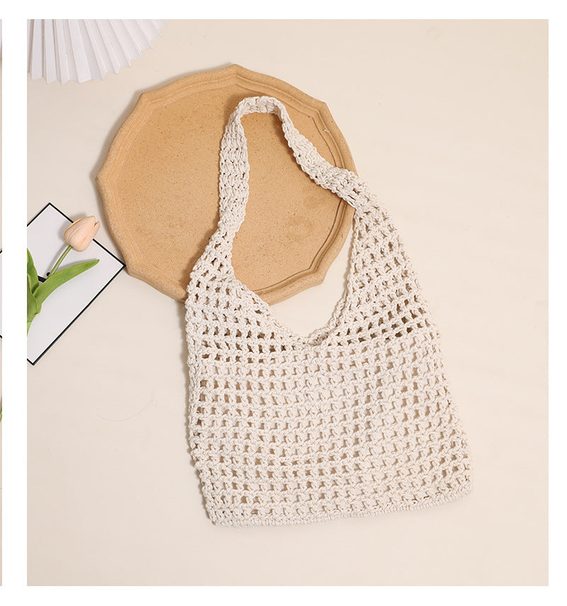 Women's Medium Cotton Solid Color Elegant Streetwear Weave Square String Straw Bag