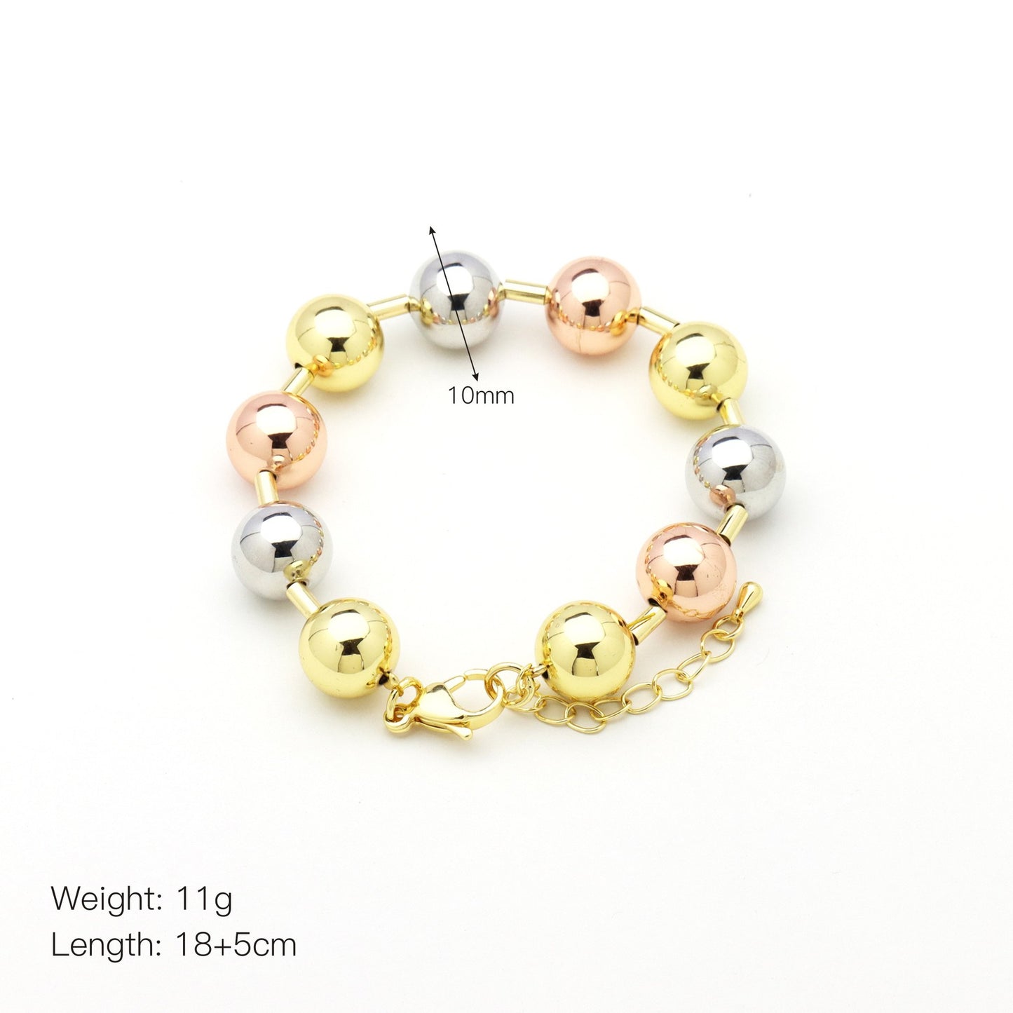 Copper 18K Gold Plated Beaded Plating Round Bracelets