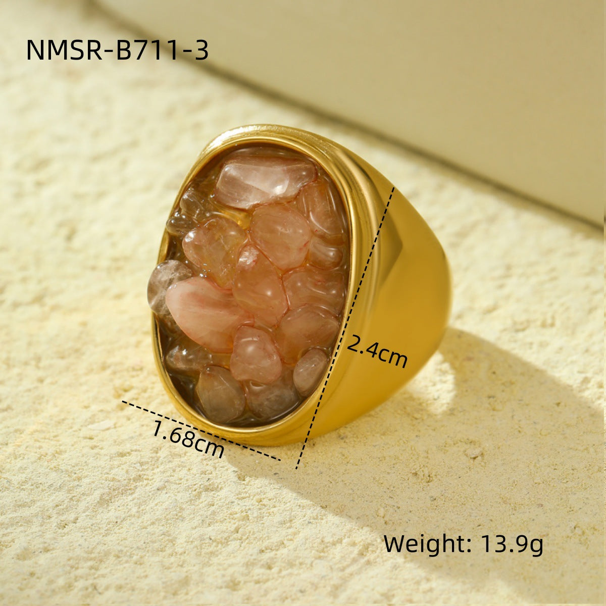 Jewelry Simple Style Classic Style Round 304 Stainless Steel Natural Stone Inlay Rings