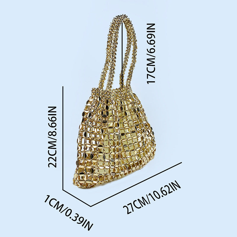 Women's Medium Arylic Solid Color Elegant Streetwear Beading Oval Open Square Bag